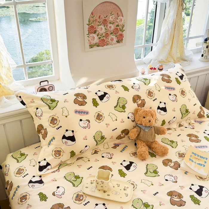 91家纺网 家纺一手货源 找家纺 姝辰 2025新款全棉纯棉印花双人长枕套纯棉加长单枕套 萌宝乐园