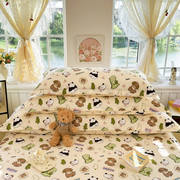 91家纺网 家纺一手货源 找家纺 姝辰 2025新款全棉纯棉印花双人长枕套纯棉加长单枕套 萌宝乐园