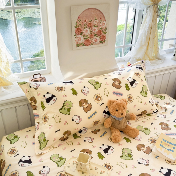 91家纺网 家纺一手货源 找家纺 姝辰 2025新款全棉纯棉印花双人长枕套纯棉加长单枕套 萌宝乐园