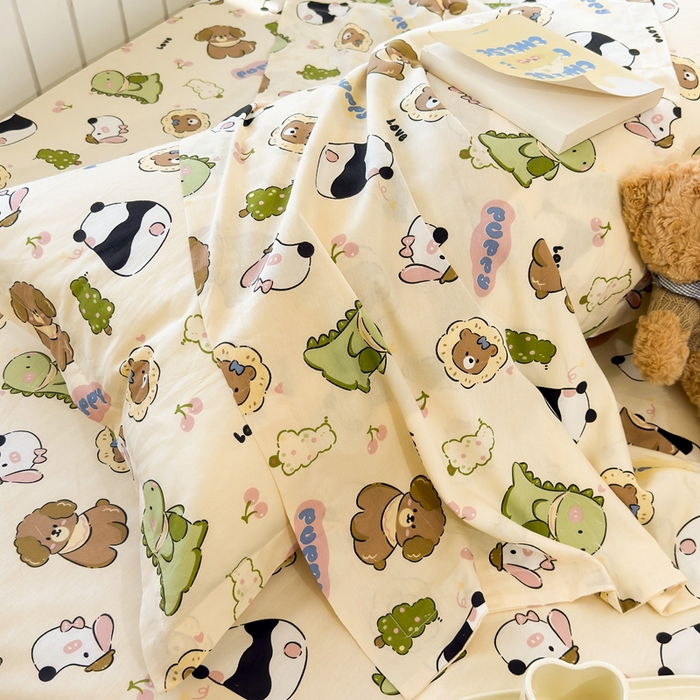 91家纺网 家纺一手货源 找家纺 姝辰 2025新款全棉纯棉印花双人长枕套纯棉加长单枕套 萌宝乐园