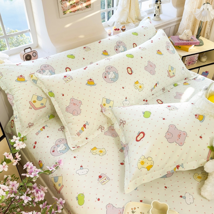 91家纺网 家纺一手货源 找家纺 姝辰 2025新款全棉纯棉印花双人长枕套纯棉加长单枕套 元气猪猪