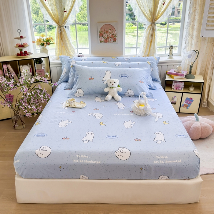 91家纺网 家纺一手货源 找家纺 姝辰 2025新款全棉纯棉印花双人长枕套纯棉加长单枕套 月亮猫