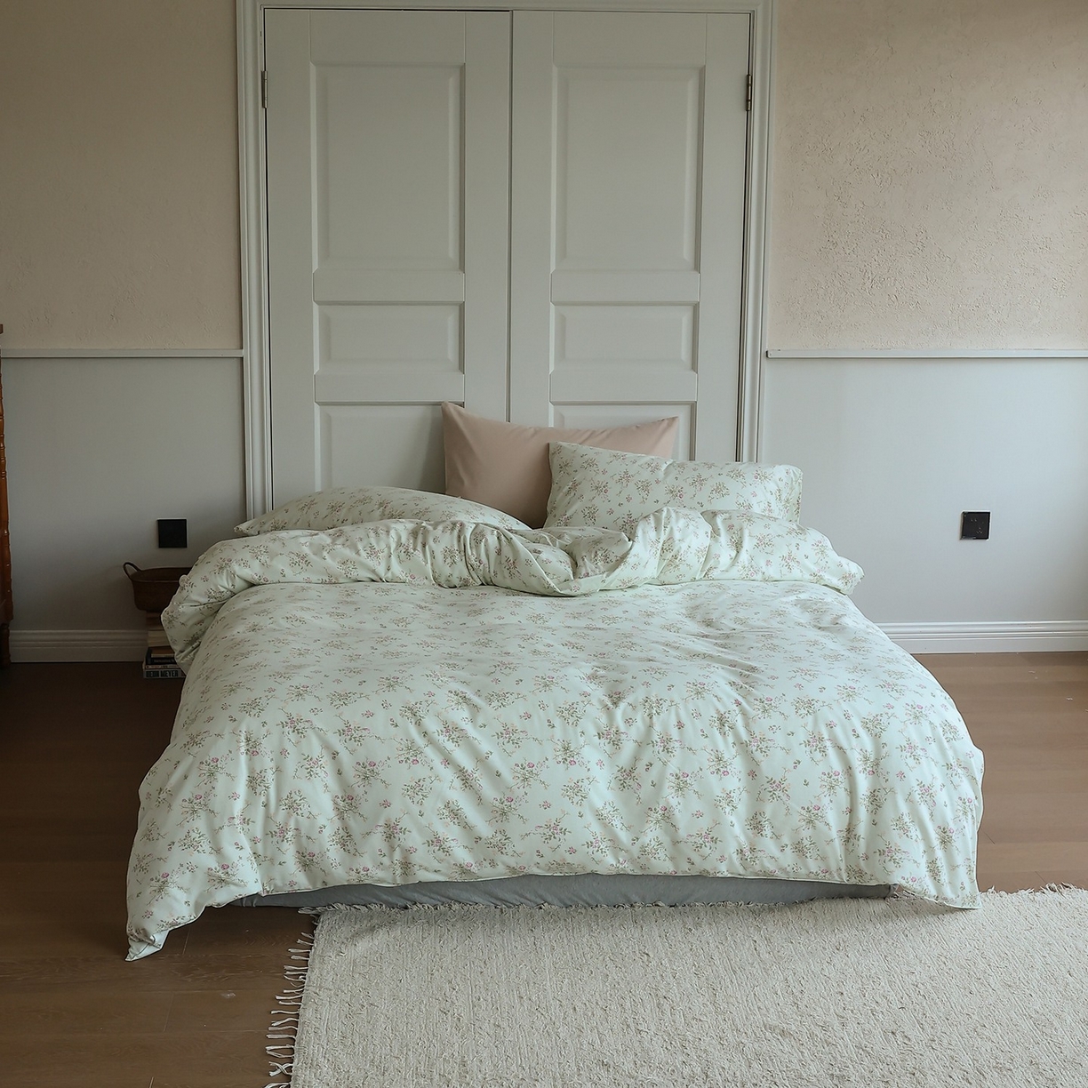 91家纺网 家纺一手货源 找家纺 爱丽丝 2025新款亲肤舒适针织棉四件套系列 夏花绿