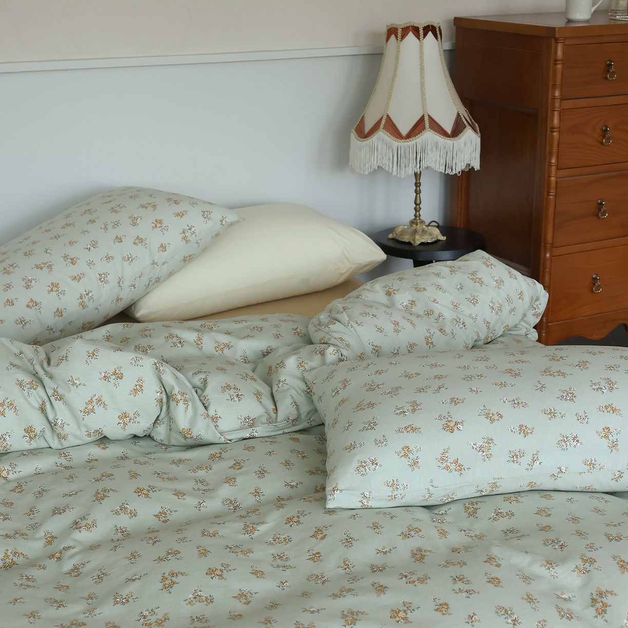 91家纺网 家纺一手货源 找家纺 爱丽丝 2025新款亲肤舒适针织棉四件套系列 复古玫瑰