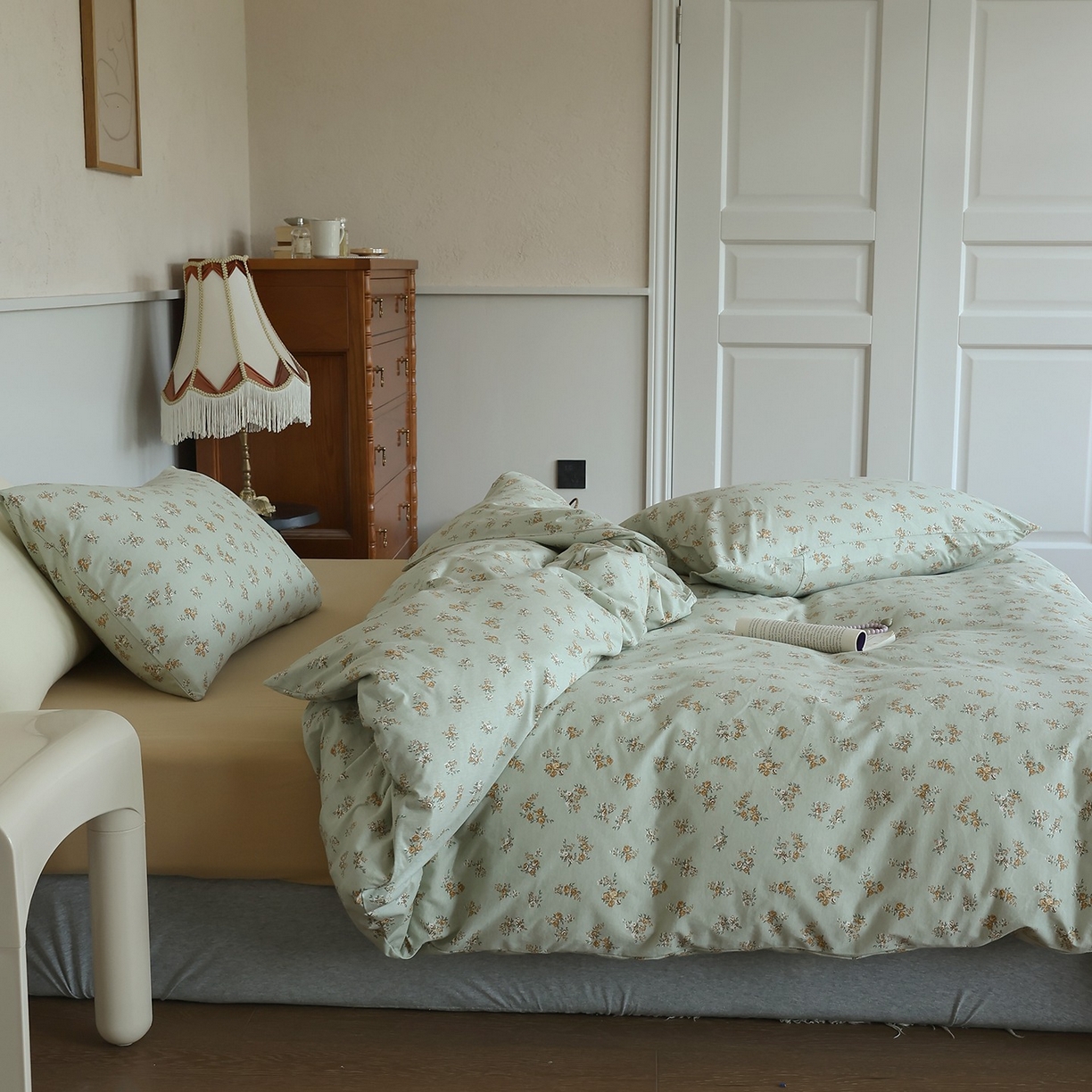 91家纺网 家纺一手货源 找家纺 爱丽丝 2025新款亲肤舒适针织棉四件套系列 复古玫瑰