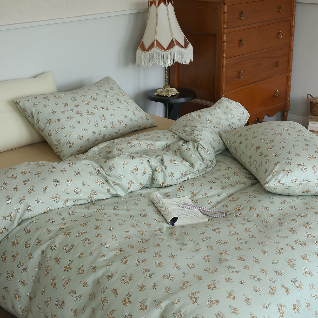 91家纺网 家纺一手货源 找家纺 爱丽丝 2025新款亲肤舒适针织棉四件套系列 复古玫瑰