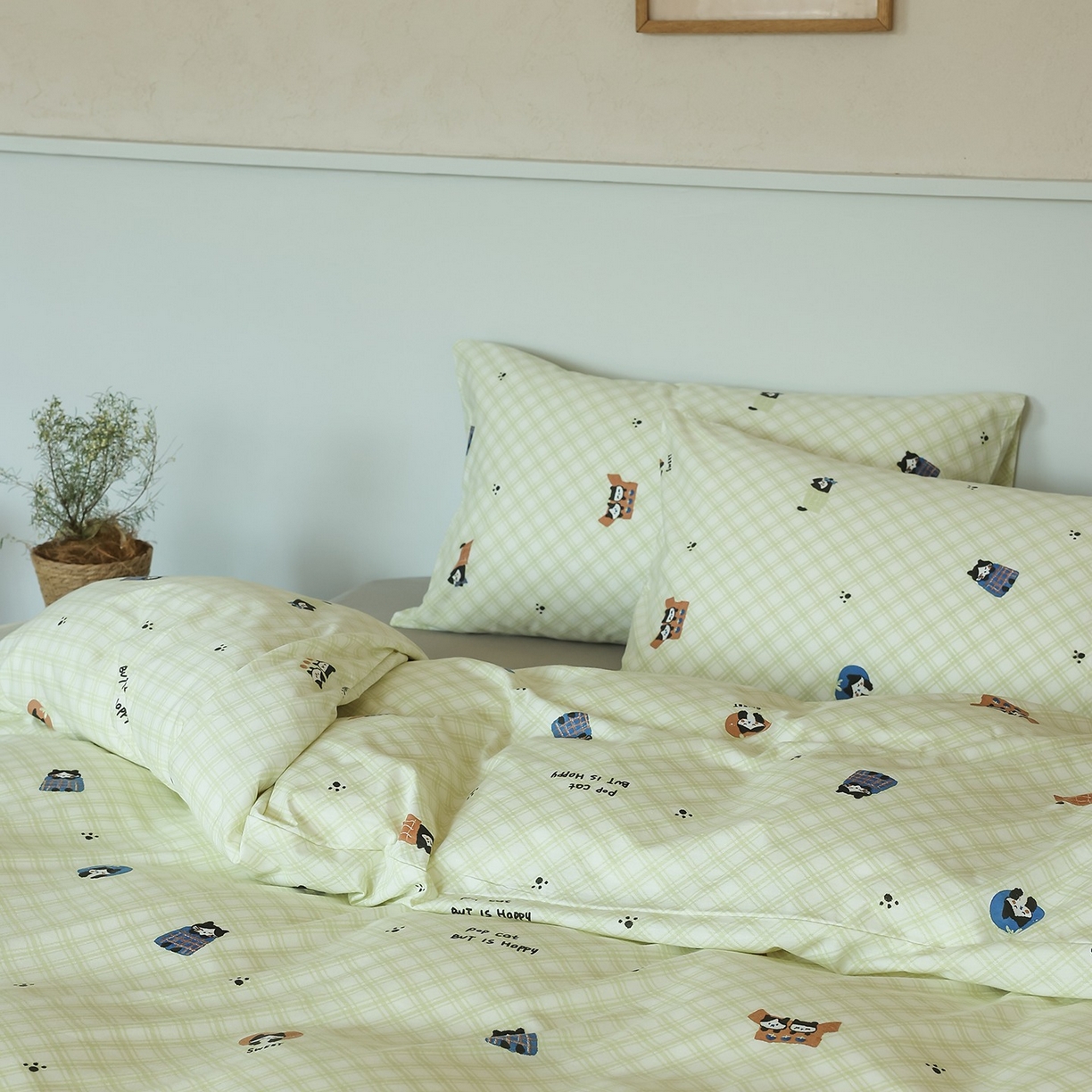 91家纺网 家纺一手货源 找家纺 爱丽丝 2025新款亲肤舒适针织棉四件套系列 晚安猫