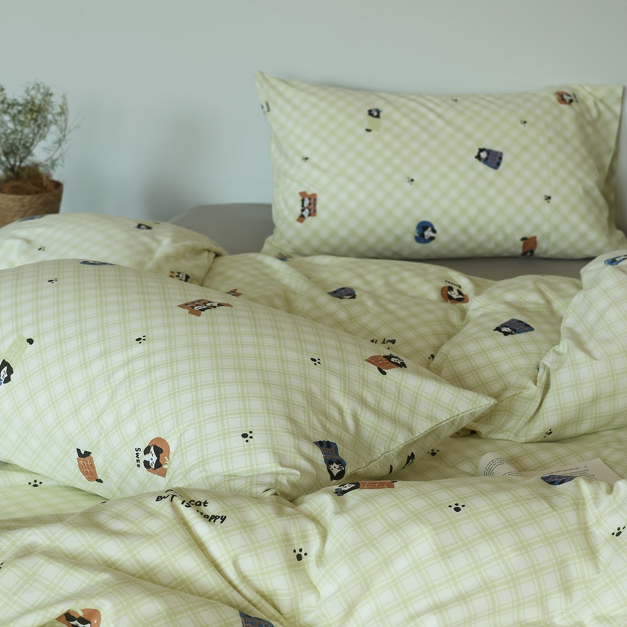 91家纺网 家纺一手货源 找家纺 爱丽丝 2025新款亲肤舒适针织棉四件套系列 晚安猫