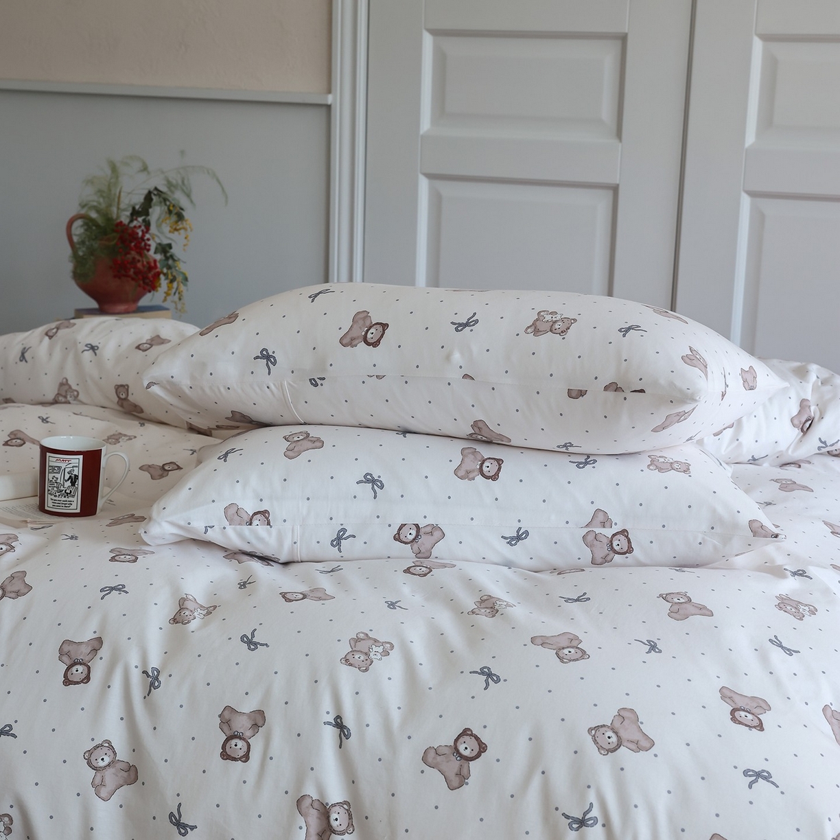 91家纺网 家纺一手货源 找家纺 爱丽丝 2025新款亲肤舒适针织棉四件套系列 维尼熊