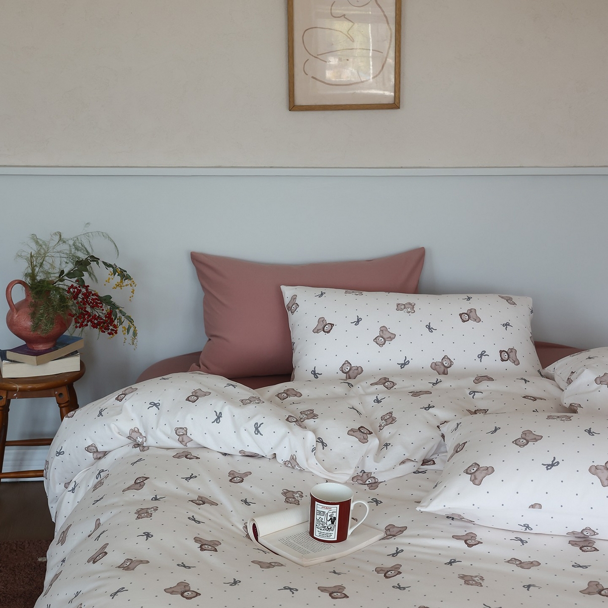 91家纺网 家纺一手货源 找家纺 爱丽丝 2025新款亲肤舒适针织棉四件套系列 维尼熊