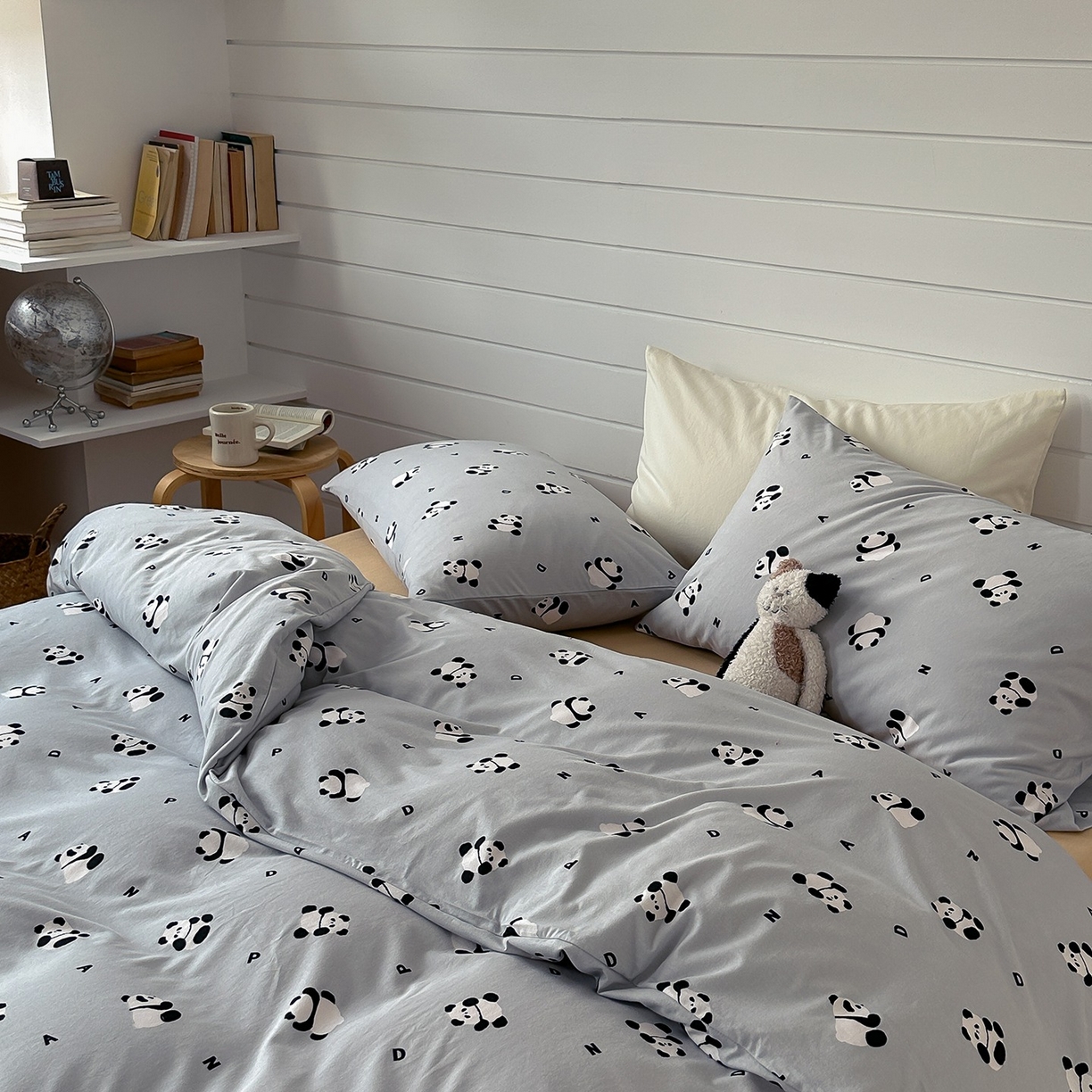 91家纺网 家纺一手货源 找家纺 爱丽丝 2025新款亲肤舒适针织棉四件套系列 小熊毛灰