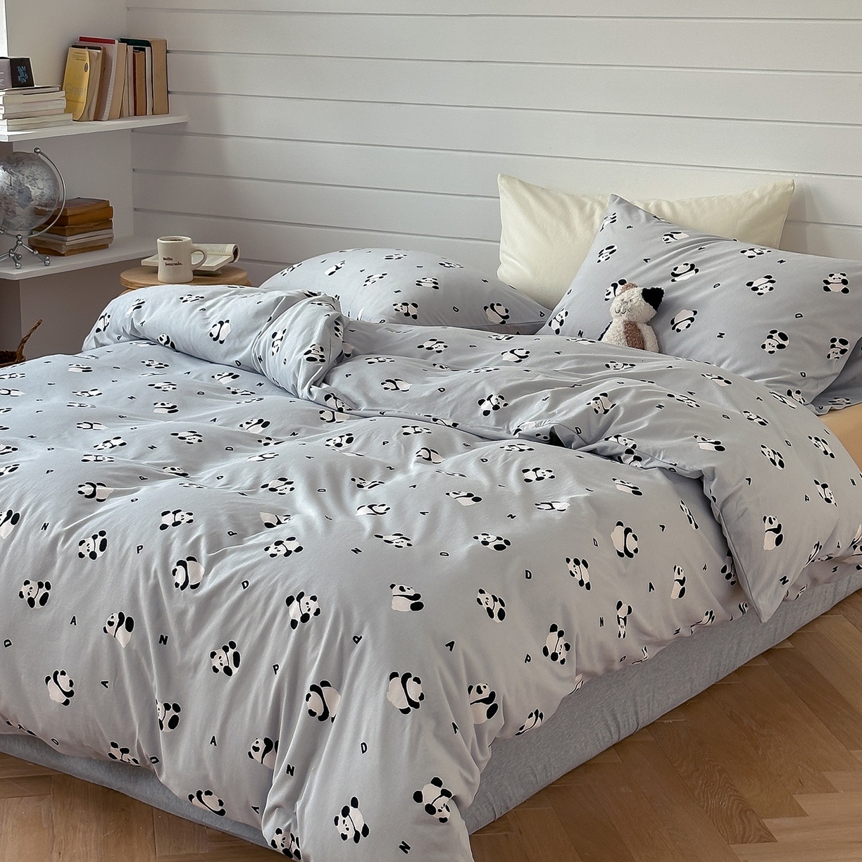 91家纺网 家纺一手货源 找家纺 爱丽丝 2025新款亲肤舒适针织棉四件套系列 小熊毛灰