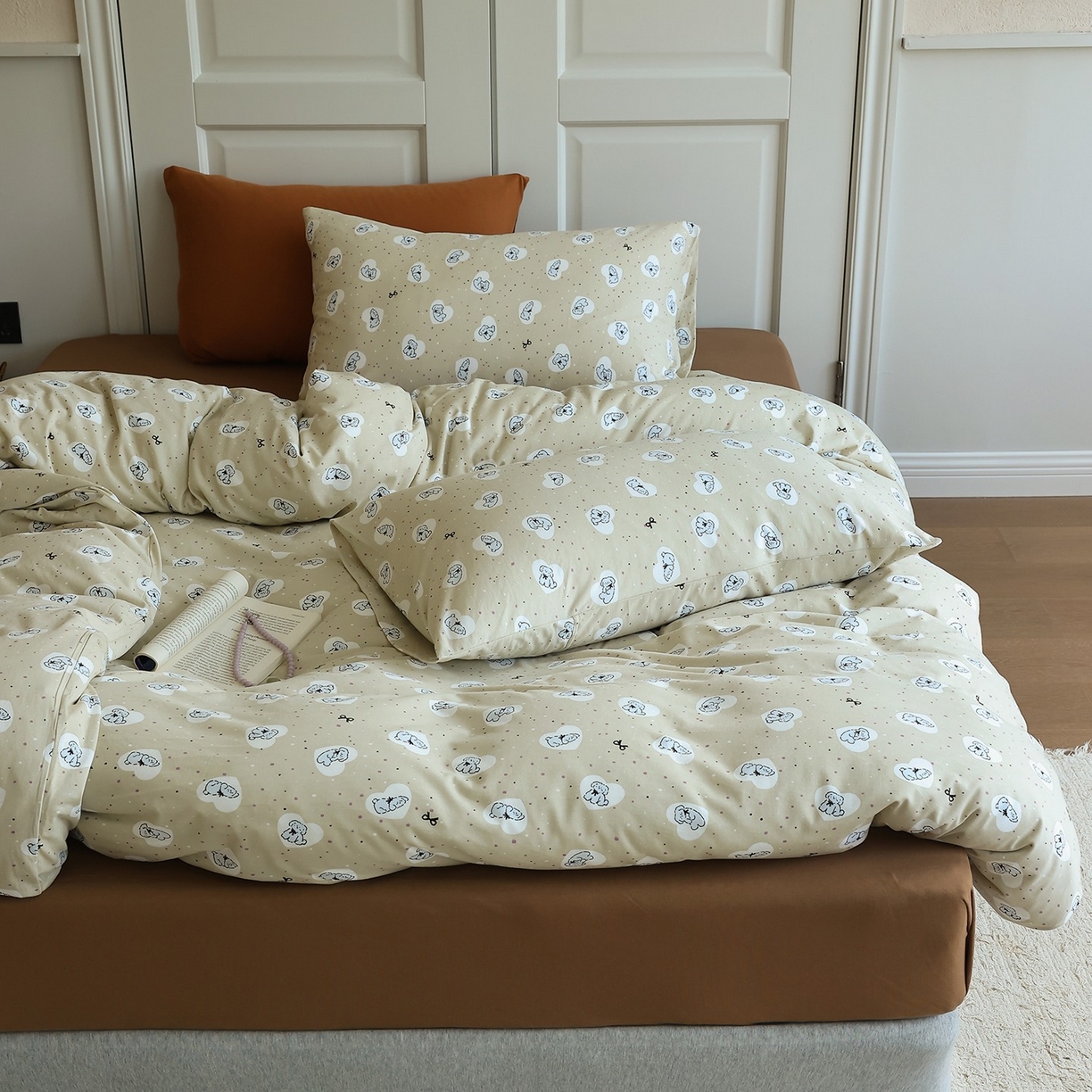 91家纺网 家纺一手货源 找家纺 爱丽丝 2025新款亲肤舒适针织棉四件套系列 修修狗