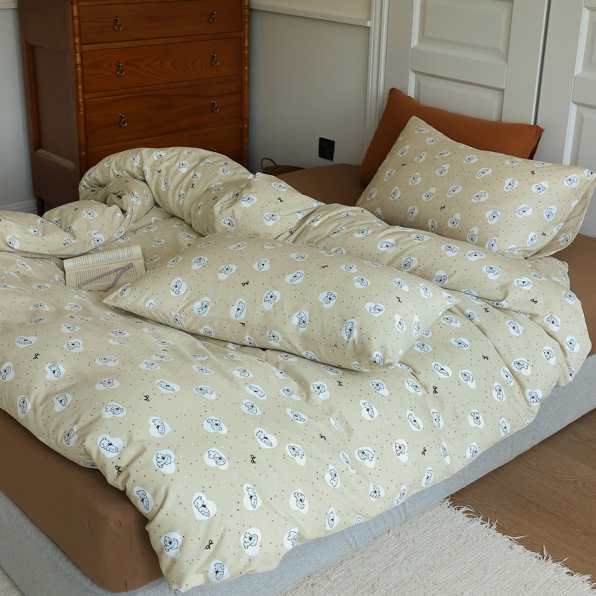 91家纺网 家纺一手货源 找家纺 爱丽丝 2025新款亲肤舒适针织棉四件套系列 修修狗