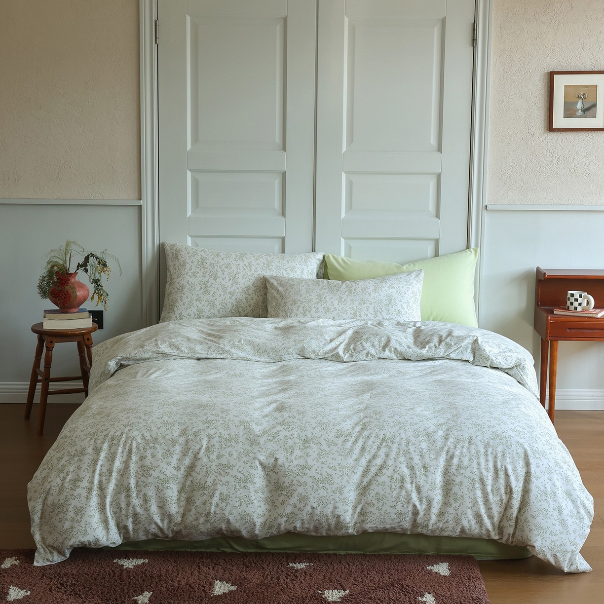 爱丽丝 2025新款亲肤舒适针织棉四件套系列 熏衣草绿