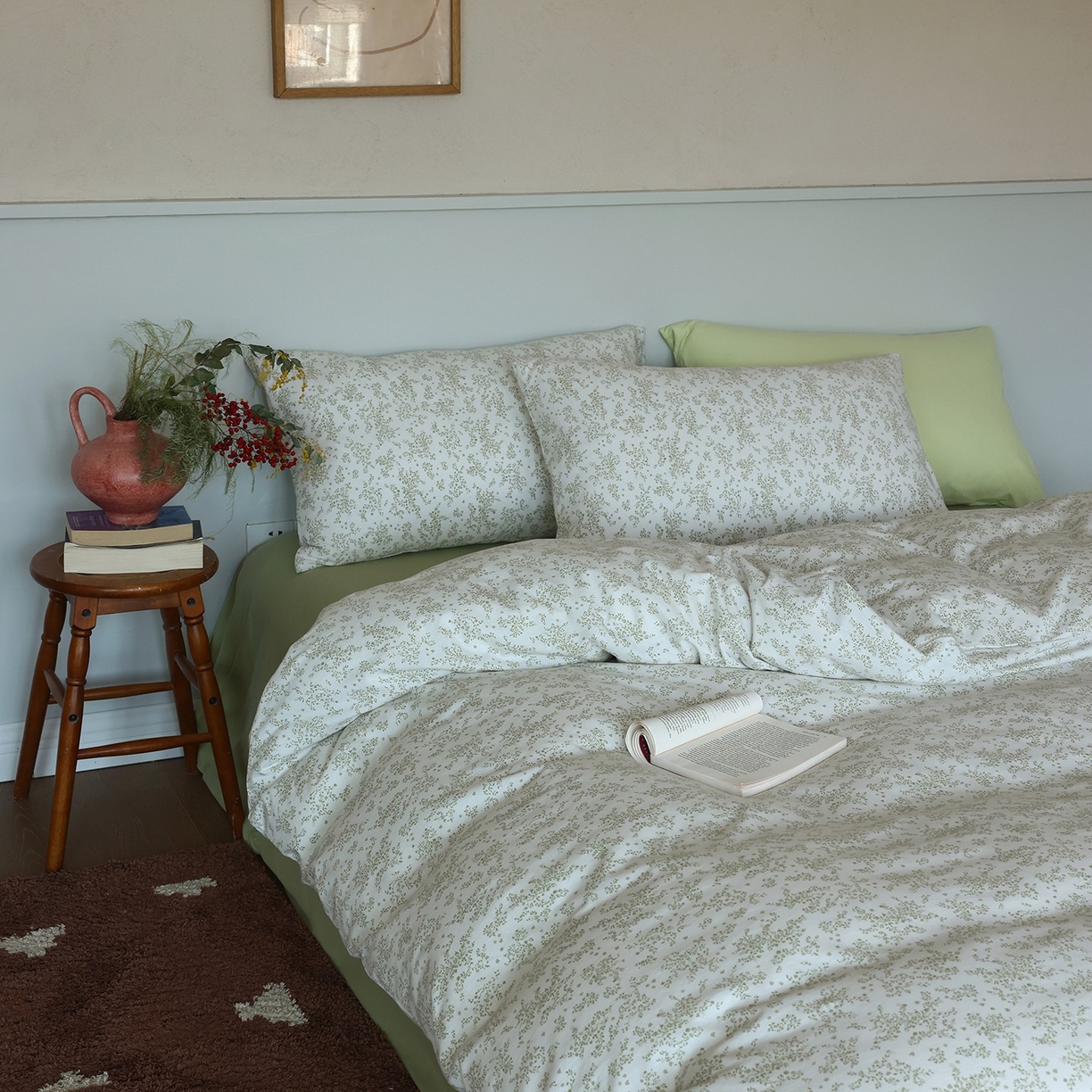 91家纺网 家纺一手货源 找家纺 爱丽丝 2025新款亲肤舒适针织棉四件套系列 熏衣草绿