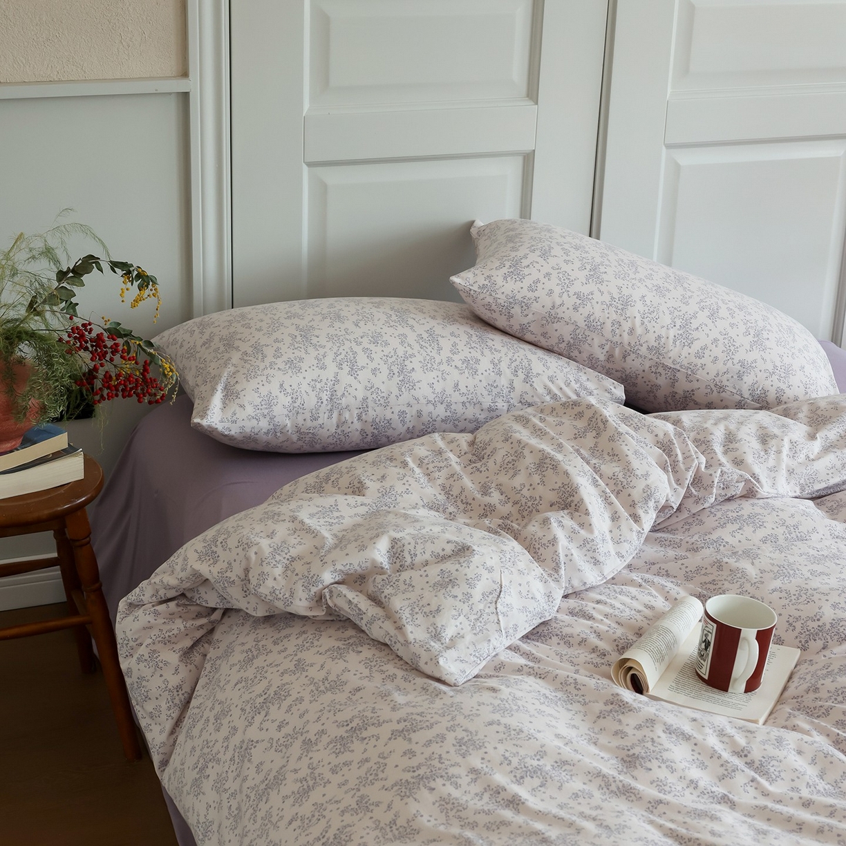 91家纺网 家纺一手货源 找家纺 爱丽丝 2025新款亲肤舒适针织棉四件套系列 薰衣草紫