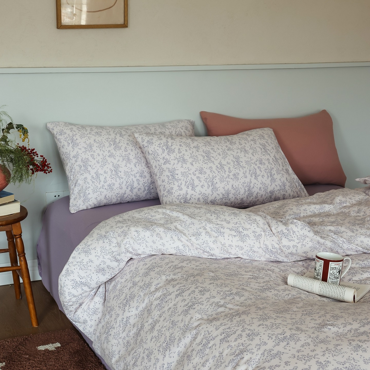 91家纺网 家纺一手货源 找家纺 爱丽丝 2025新款亲肤舒适针织棉四件套系列 薰衣草紫