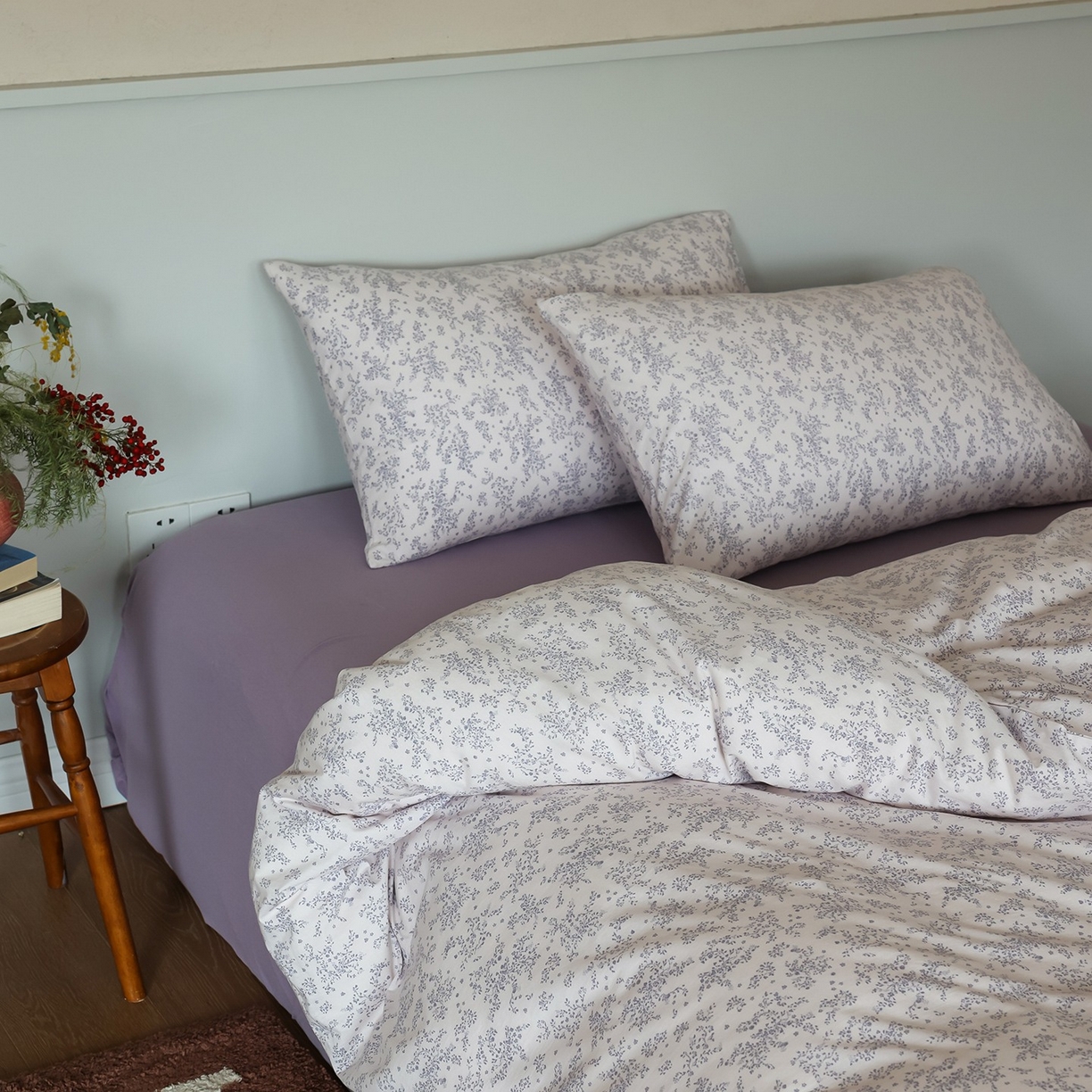 91家纺网 家纺一手货源 找家纺 爱丽丝 2025新款亲肤舒适针织棉四件套系列 薰衣草紫