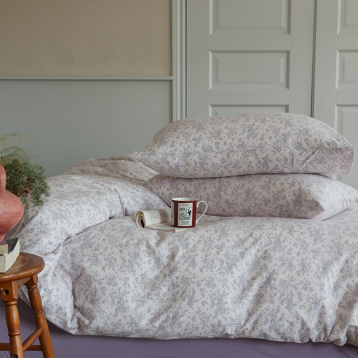 91家纺网 家纺一手货源 找家纺 爱丽丝 2025新款亲肤舒适针织棉四件套系列 薰衣草紫