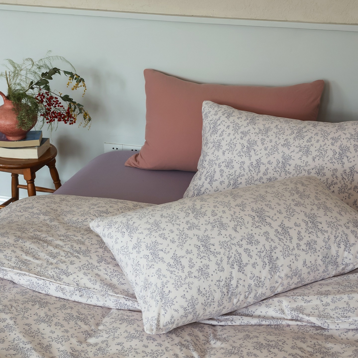 91家纺网 家纺一手货源 找家纺 爱丽丝 2025新款亲肤舒适针织棉四件套系列 薰衣草紫