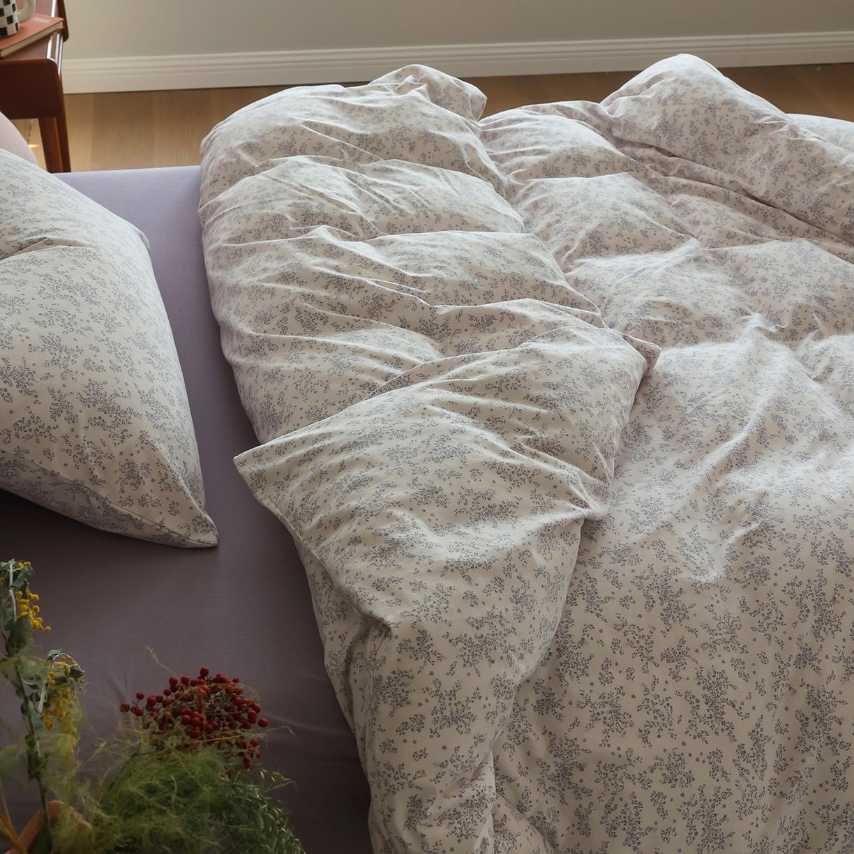 91家纺网 家纺一手货源 找家纺 爱丽丝 2025新款亲肤舒适针织棉四件套系列 薰衣草紫