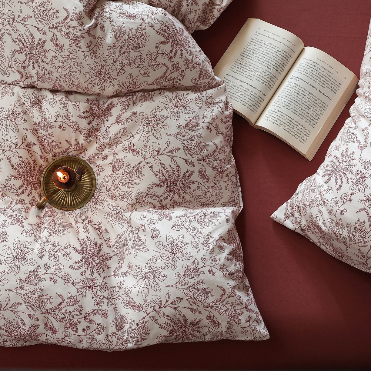 91家纺网 家纺一手货源 找家纺 爱丽丝 2025新款亲肤舒适针织棉四件套系列 枝秋红