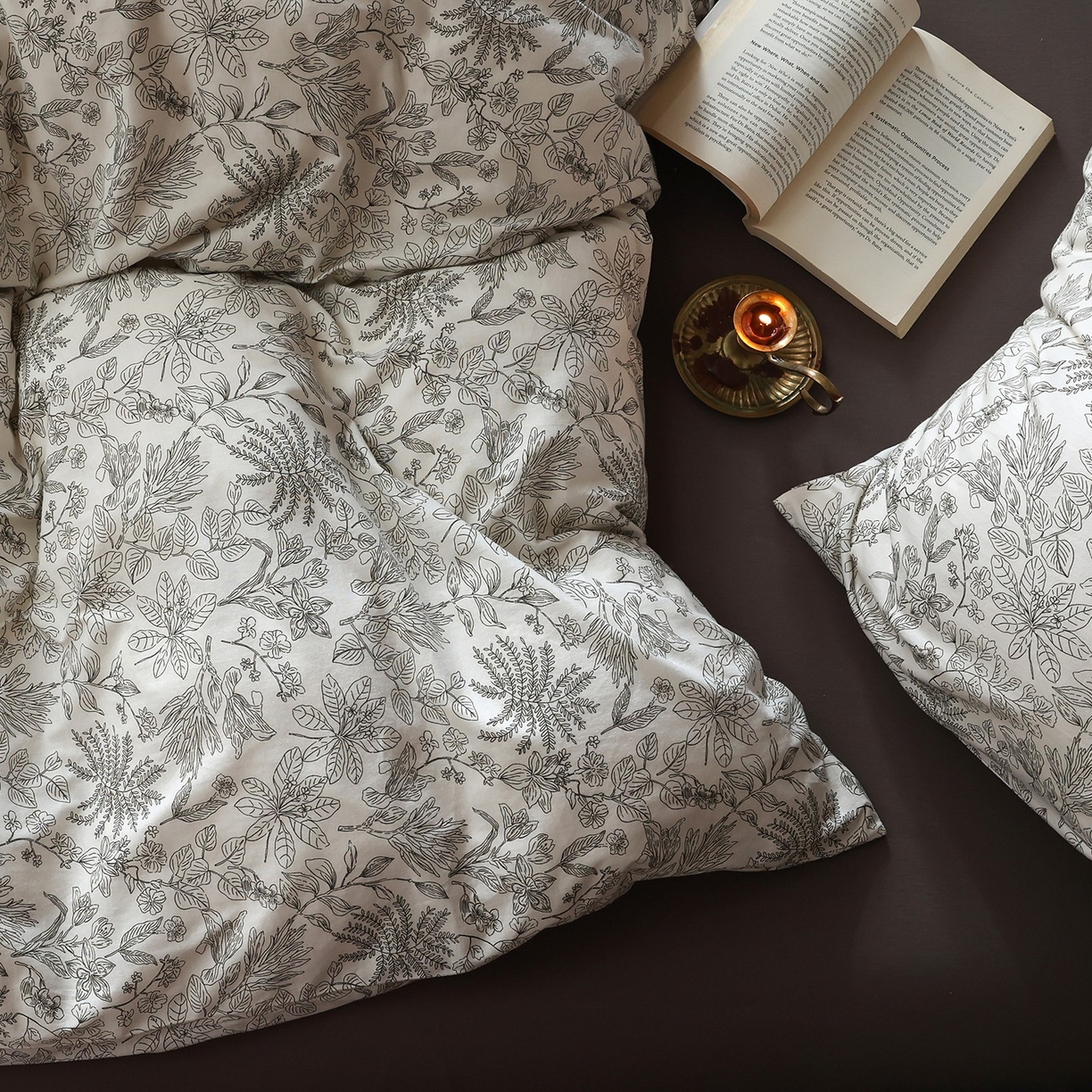 91家纺网 家纺一手货源 找家纺 爱丽丝 2025新款亲肤舒适针织棉四件套系列 枝秋灰