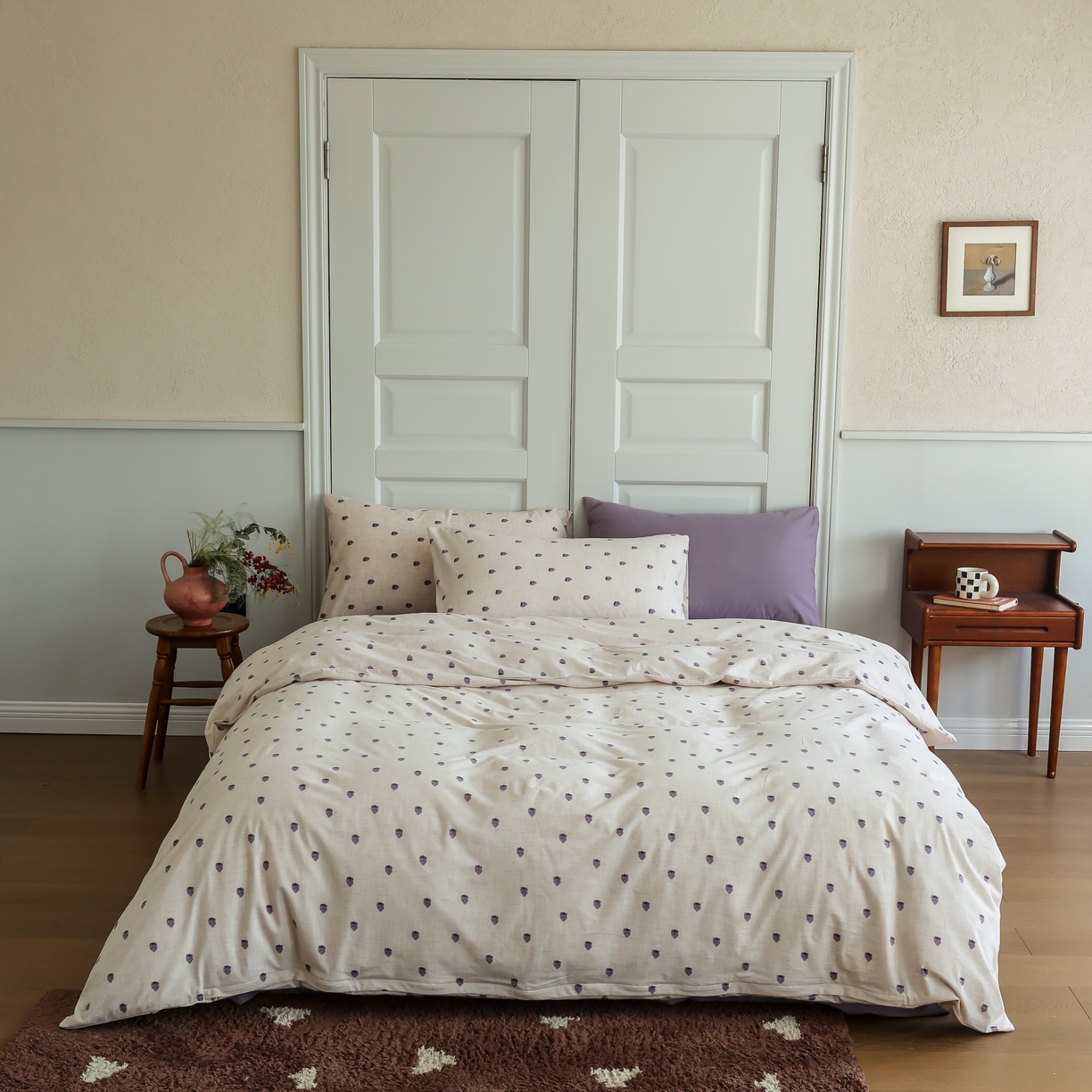 爱丽丝 2025新款亲肤舒适针织棉四件套系列 紫葡萄