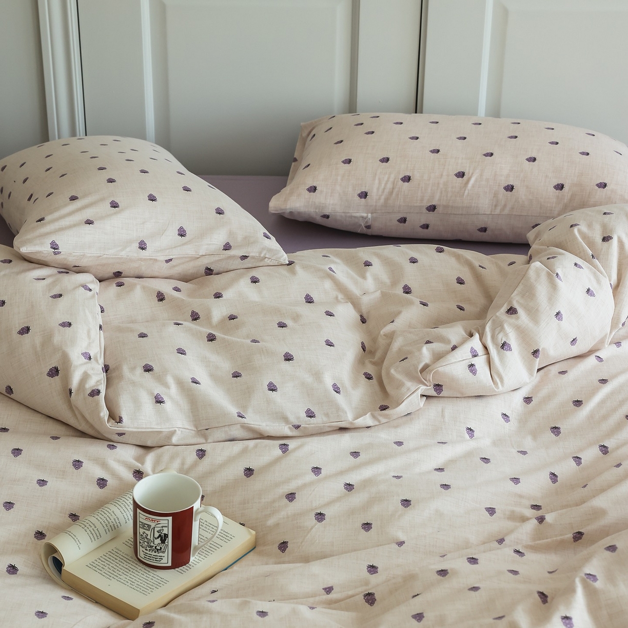 91家纺网 家纺一手货源 找家纺 爱丽丝 2025新款亲肤舒适针织棉四件套系列 紫葡萄