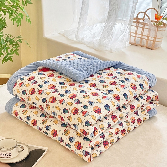 91家纺网 家纺一手货源 找家纺 （总）芙绣2025新款A类全棉印花豆豆绒被空调被豆豆毯学生单品居家办公室