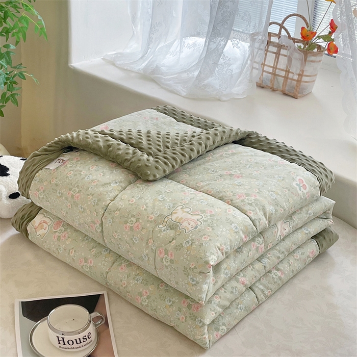 91家纺网 家纺一手货源 找家纺 （总）芙绣2025新款A类全棉印花豆豆绒被空调被豆豆毯学生单品居家办公室