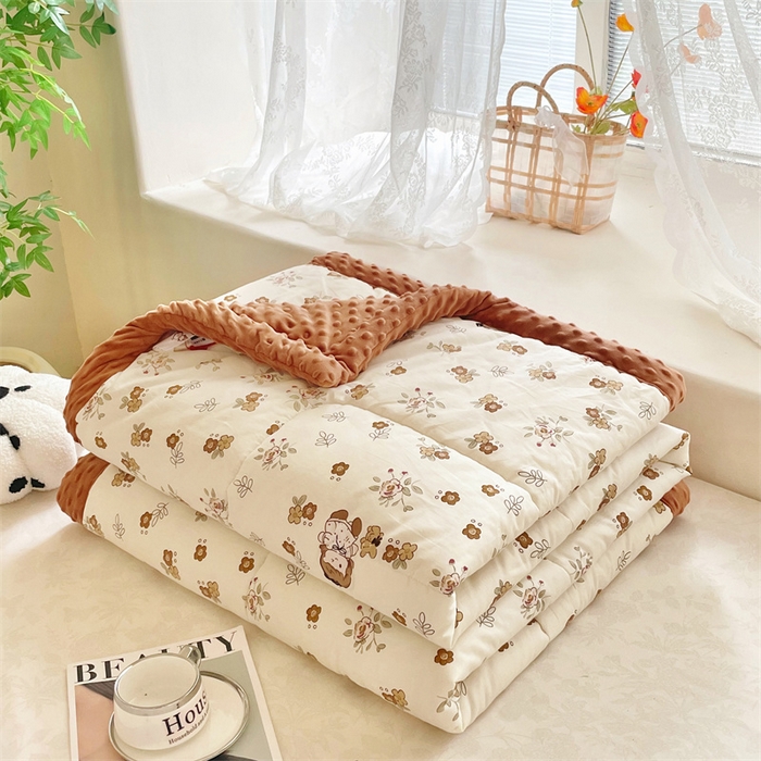 91家纺网 家纺一手货源 找家纺 （总）芙绣2025新款A类全棉印花豆豆绒被空调被豆豆毯学生单品居家办公室