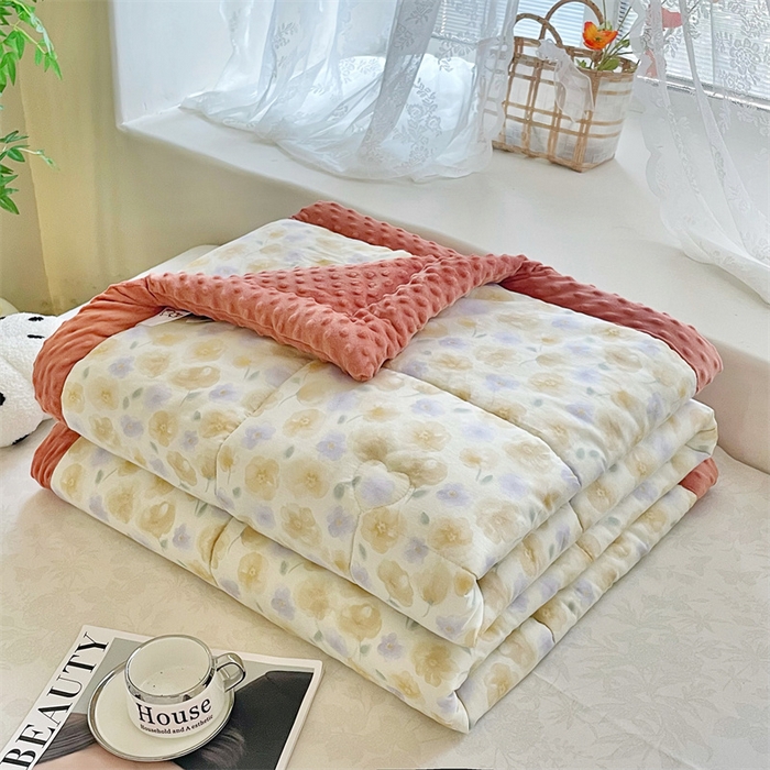 91家纺网 家纺一手货源 找家纺 （总）芙绣2025新款A类全棉印花豆豆绒被空调被豆豆毯学生单品居家办公室