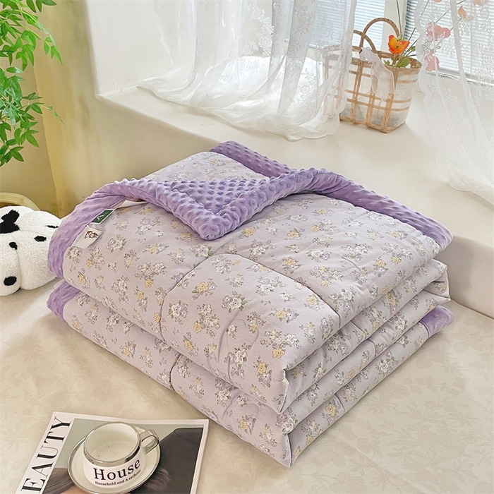 91家纺网 家纺一手货源 找家纺 （总）芙绣2025新款A类全棉印花豆豆绒被空调被豆豆毯学生单品居家办公室