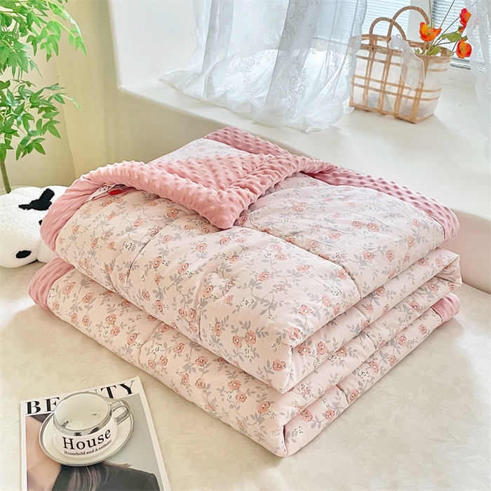 91家纺网 家纺一手货源 找家纺 （总）芙绣2025新款A类全棉印花豆豆绒被空调被豆豆毯学生单品居家办公室