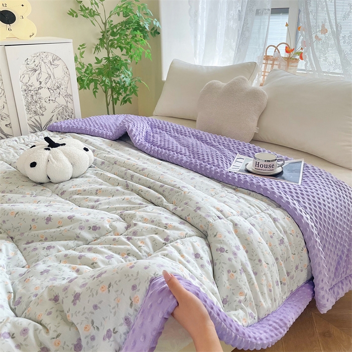 91家纺网 家纺一手货源 找家纺 （总）芙绣2025新款A类全棉印花豆豆绒被空调被豆豆毯学生单品居家办公室