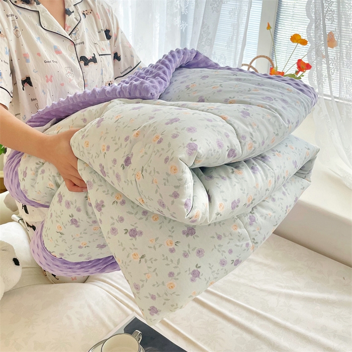 91家纺网 家纺一手货源 找家纺 （总）芙绣2025新款A类全棉印花豆豆绒被空调被豆豆毯学生单品居家办公室