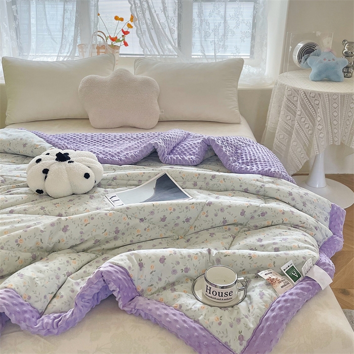 91家纺网 家纺一手货源 找家纺 （总）芙绣2025新款A类全棉印花豆豆绒被空调被豆豆毯学生单品居家办公室