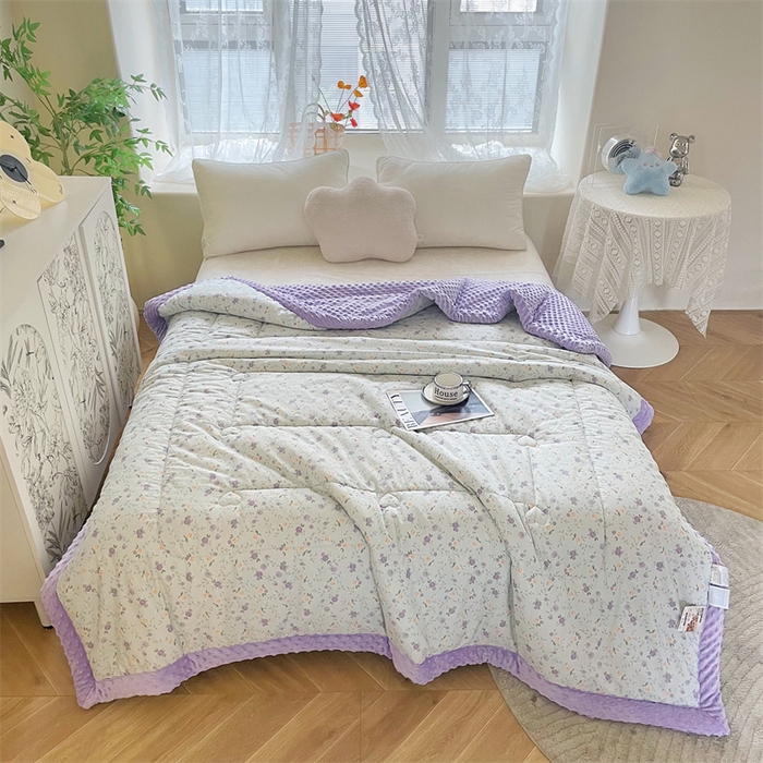 91家纺网 家纺一手货源 找家纺 （总）芙绣2025新款A类全棉印花豆豆绒被空调被豆豆毯学生单品居家办公室