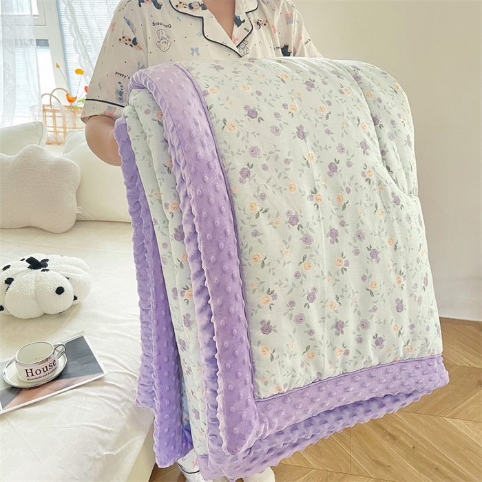 91家纺网 家纺一手货源 找家纺 （总）芙绣2025新款A类全棉印花豆豆绒被空调被豆豆毯学生单品居家办公室