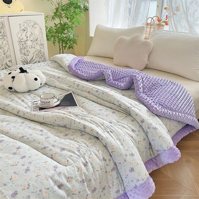 91家纺网 家纺一手货源 找家纺 （总）芙绣2025新款A类全棉印花豆豆绒被空调被豆豆毯学生单品居家办公室