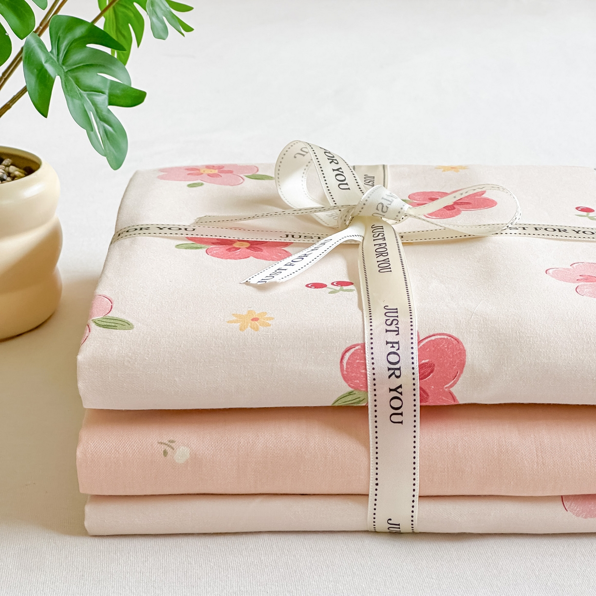 芙绣家纺 2025新款A类全棉小清新印花单被套单枕套学生单品系列 桃之夭夭