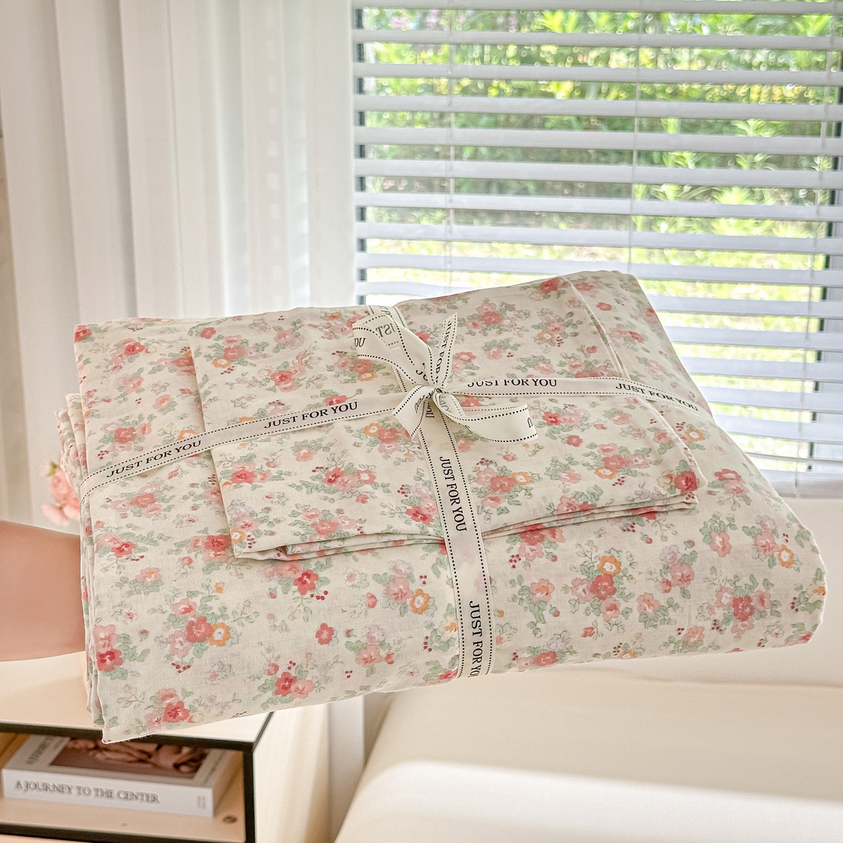 芙绣家纺 2025新款A类全棉双层纱小清新印花单被套学生单被套单枕套 春风里