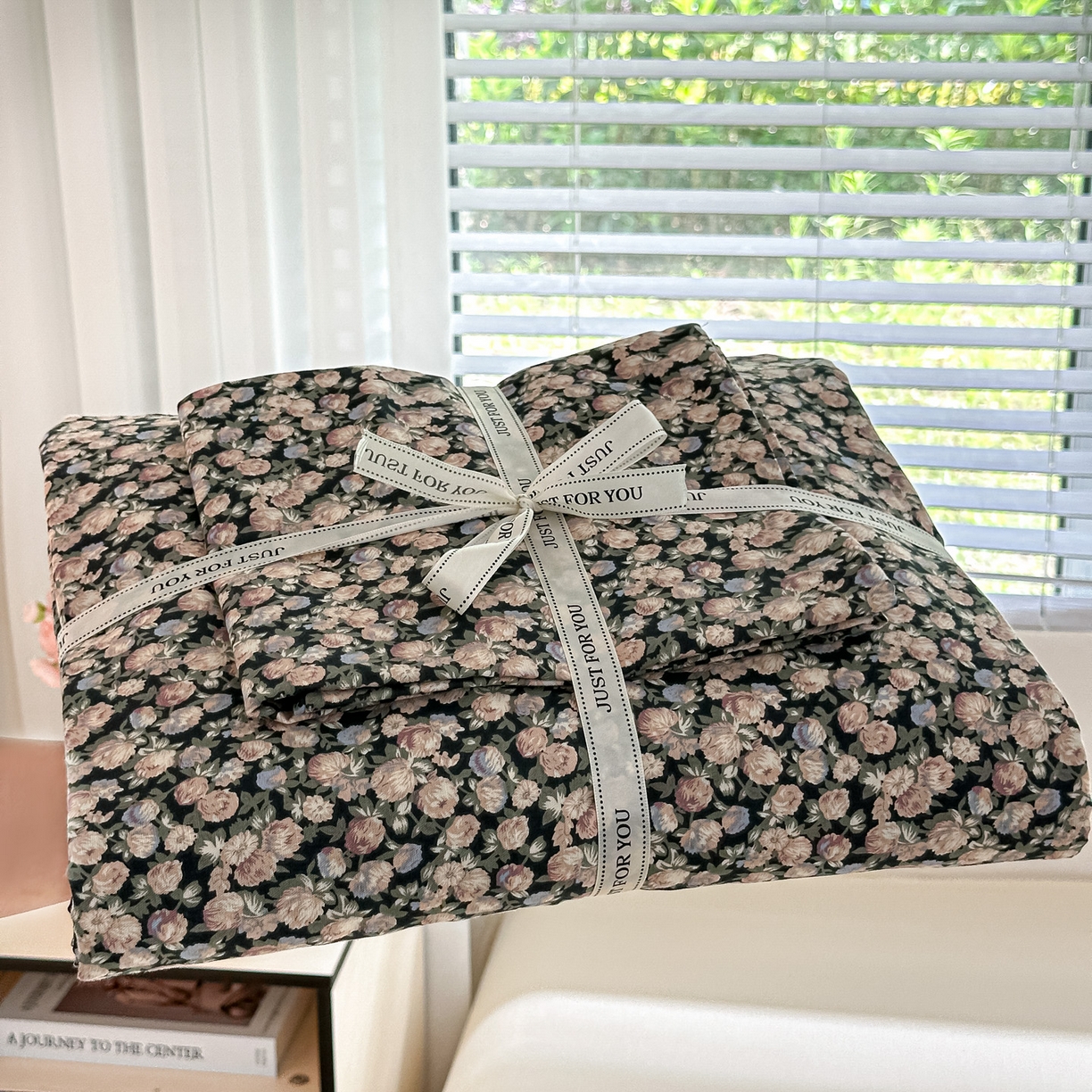 芙绣家纺 2025新款A类全棉双层纱小清新印花单被套学生单被套单枕套 繁花似锦