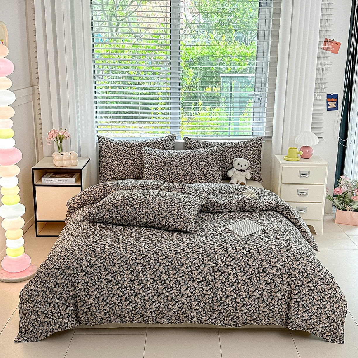 91家纺网 家纺一手货源 找家纺 芙绣家纺 2025新款A类全棉双层纱小清新印花单被套学生单被套单枕套 繁花似锦