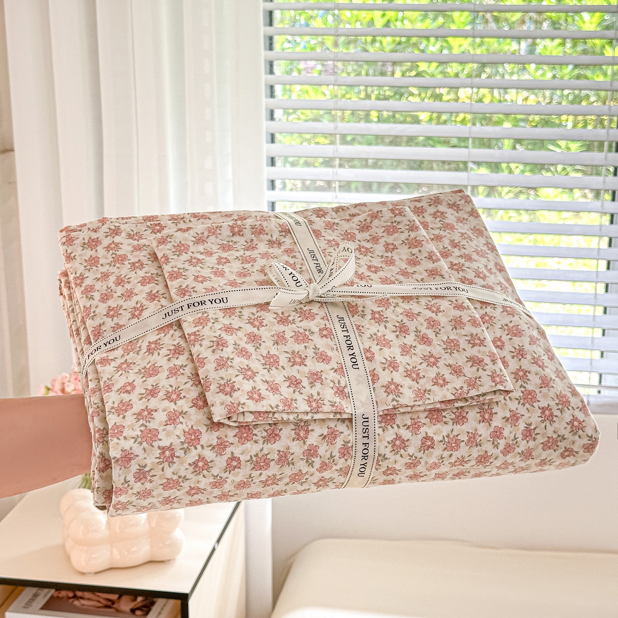 91家纺网 家纺一手货源 找家纺 芙绣家纺 2025新款A类全棉双层纱小清新印花单被套学生单被套单枕套 十里桃花