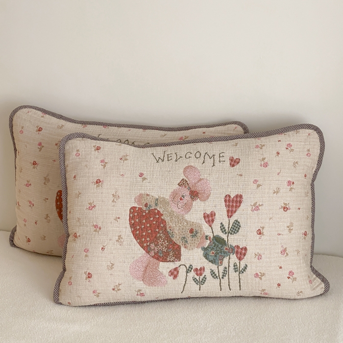 91家纺网 家纺一手货源 找家纺 麻依 2025新款软萌四层全棉纱布枕套 哈尼小兔