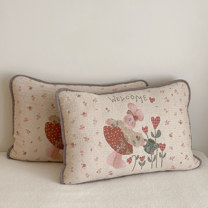 91家纺网 家纺一手货源 找家纺 麻依 2025新款软萌四层全棉纱布枕套 哈尼小兔