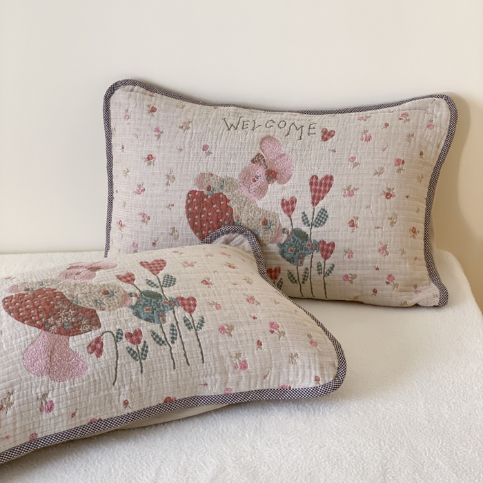 91家纺网 家纺一手货源 找家纺 麻依 2025新款软萌四层全棉纱布枕套 哈尼小兔